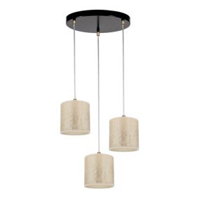 Lampa Wisząca SPOT Light 3xE27 Max.25W Eleganckie Połączenie Czerni z Złotymi Abażurami, Polski Producent, 1 szt.