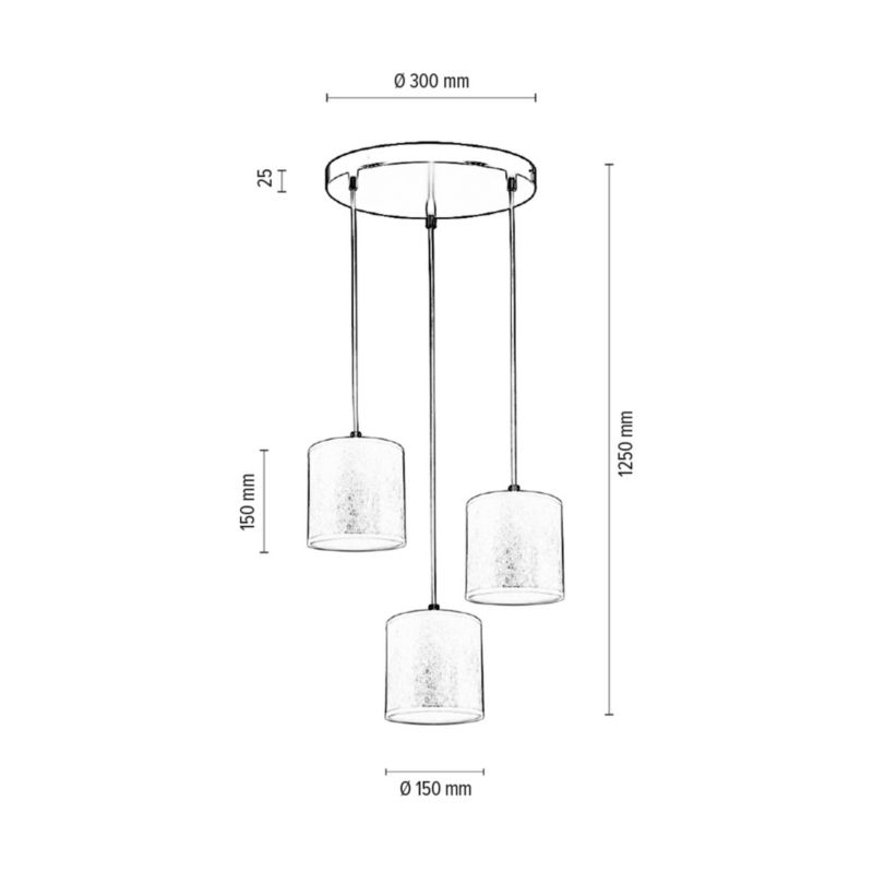 Lampa Wisząca SPOT Light 3xE27 Max.25W Eleganckie Połączenie Czerni z Złotymi Abażurami, Polski Producent, 1 szt.