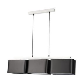 Lampa Wisząca SPOT Light  3xE27 Max.25W Klasyczne Połączenie Bieli z Czarną Tkaniną, Polski Producent, 1 szt.