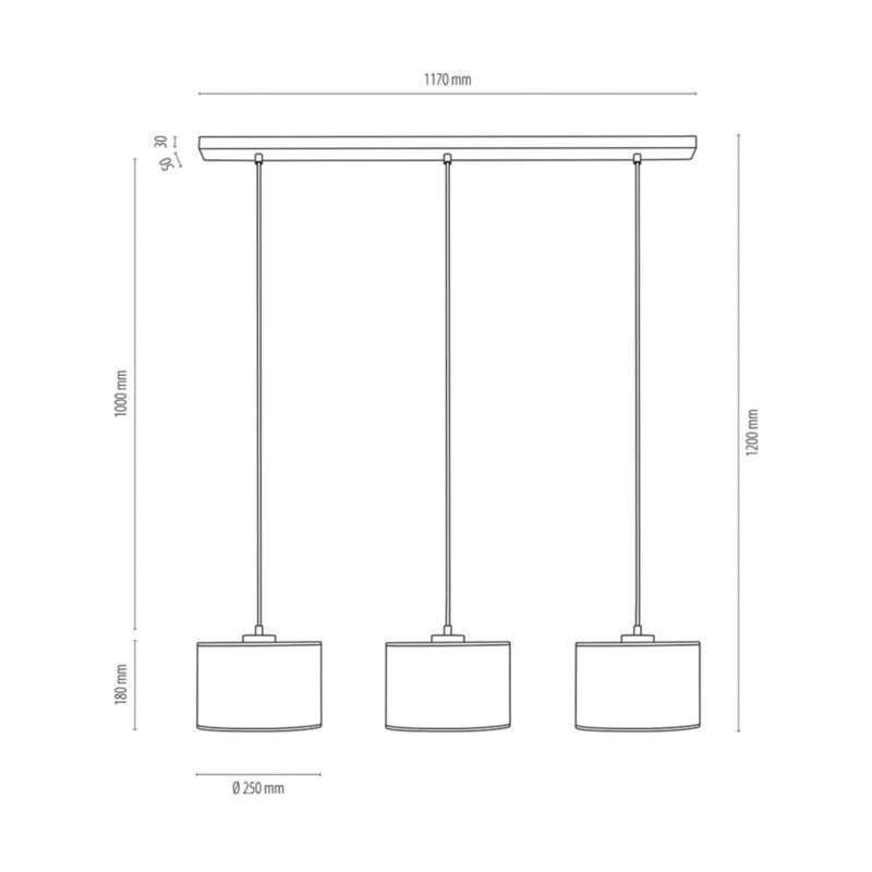 Lampa Wisząca SPOT Light 3xE27 Max.25W Klasyczne Połączenie Czerni z Beżowymi Abażurami, Polski Producent, 1 szt.