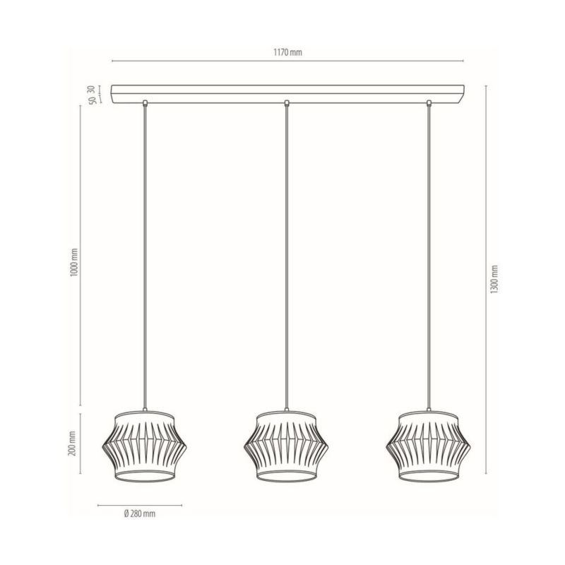Lampa Wisząca SPOT Light 3xE27 Max.40W Eleganckie Połączenie Czerni z Antracytowymi Abażurami, Polski Producent, 1 szt.