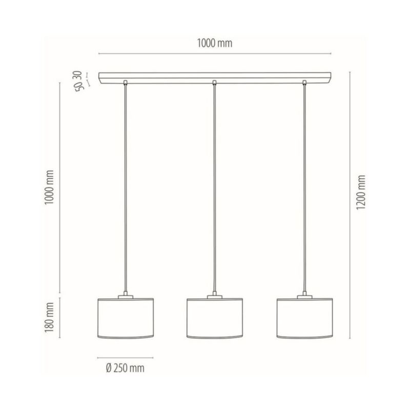 Lampa Wisząca SPOT Light 3xE27 Max.40W Subtelny Chrom w Połączeniu z Szarymi Abażurami, Polski Producent, 1 szt.