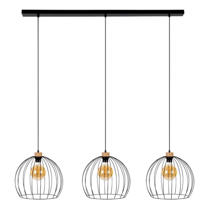 Lampa Wisząca SPOT Light 3xE27 Max.60W Czarny Metal i Dąb Olejowany, Polski Producent, 1 szt.