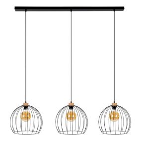 Lampa Wisząca SPOT Light 3xE27 Max.60W Czarny Metal i Dąb Olejowany, Polski Producent, 1 szt.