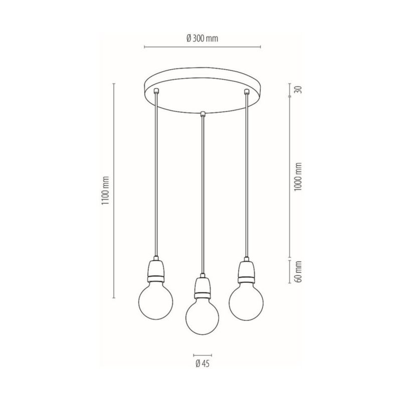 Lampa Wisząca SPOT Light 3xE27 Max.60W Elegancka Biel w Klasycznym Stylu, Polski Producent, 1 szt.