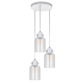 Lampa Wisząca SPOT Light  3xE27 Max.60W Elegancka Biel z Transparentnym Szkłem, Polski Producent, 1 szt.