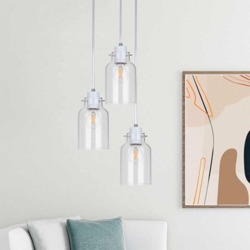 Lampa Wisząca SPOT Light  3xE27 Max.60W Elegancka Biel z Transparentnym Szkłem, Polski Producent, 1 szt.