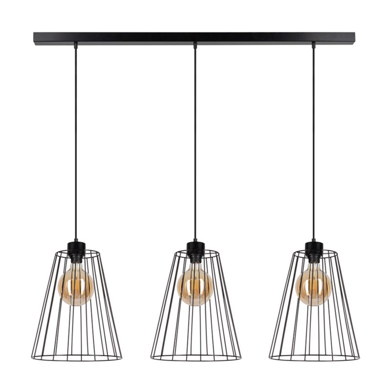Lampa Wisząca SPOT Light 3xE27 Max.60W Elegancka Czerń w Połączeniu z Czarnymi Kloszami, Polski Producent, 1 szt.