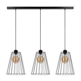 Lampa Wisząca SPOT Light 3xE27 Max.60W Elegancka Czerń w Połączeniu z Czarnymi Kloszami, Polski Producent, 1 szt.