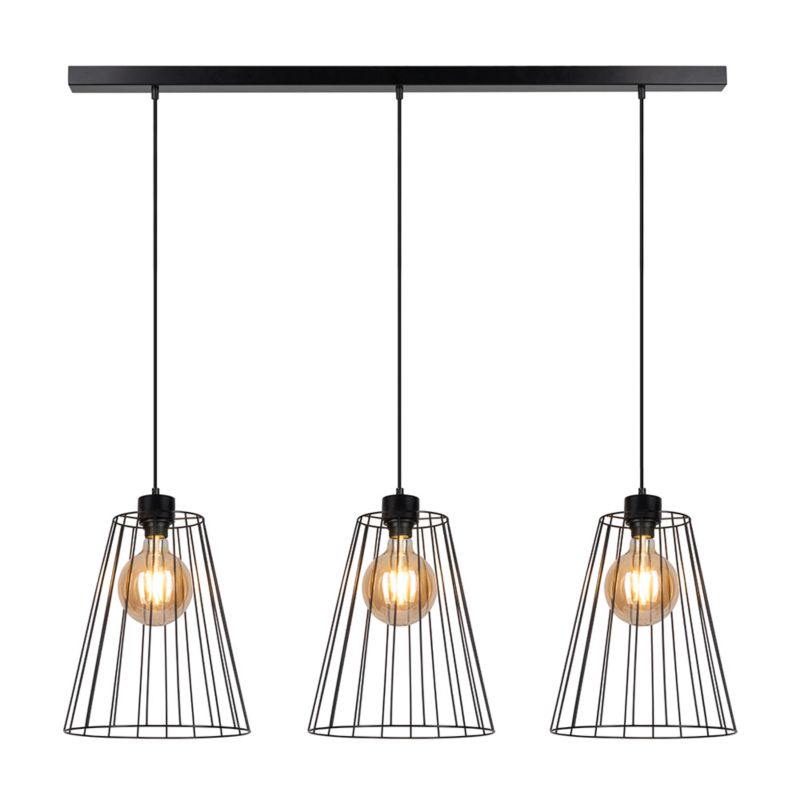 Lampa Wisząca SPOT Light 3xE27 Max.60W Elegancka Czerń w Połączeniu z Czarnymi Kloszami, Polski Producent, 1 szt.