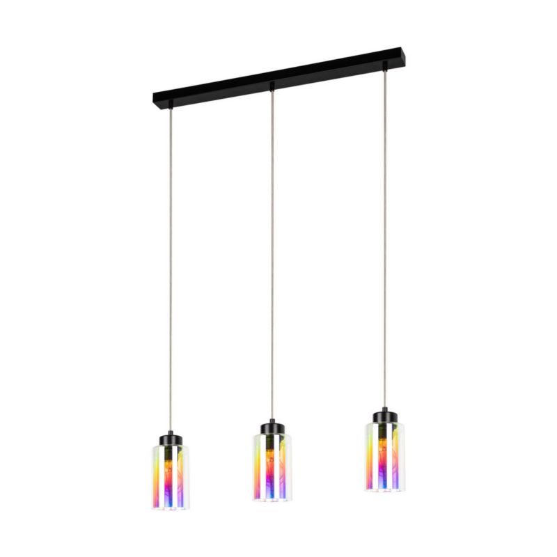 Lampa Wisząca SPOT Light  3xE27 Max.60W Elegancka Czerń w Połączeniu z Wielokolorowym Szkłem, 1 szt.