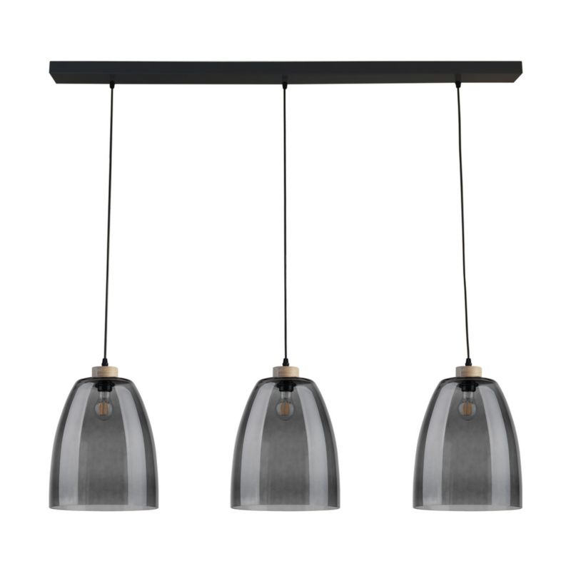 Lampa Wisząca SPOT Light  3xE27 Max.60W Elegancka Czerń w Połączeniu ze Szkłem Dymionym, Polski Producent 1 szt.