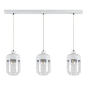 Lampa Wisząca SPOT Light 3xE27 Max.60W Klasyczne Połączenie Bieli i Transparentnego Szkła, Polski Producent, 1 szt.