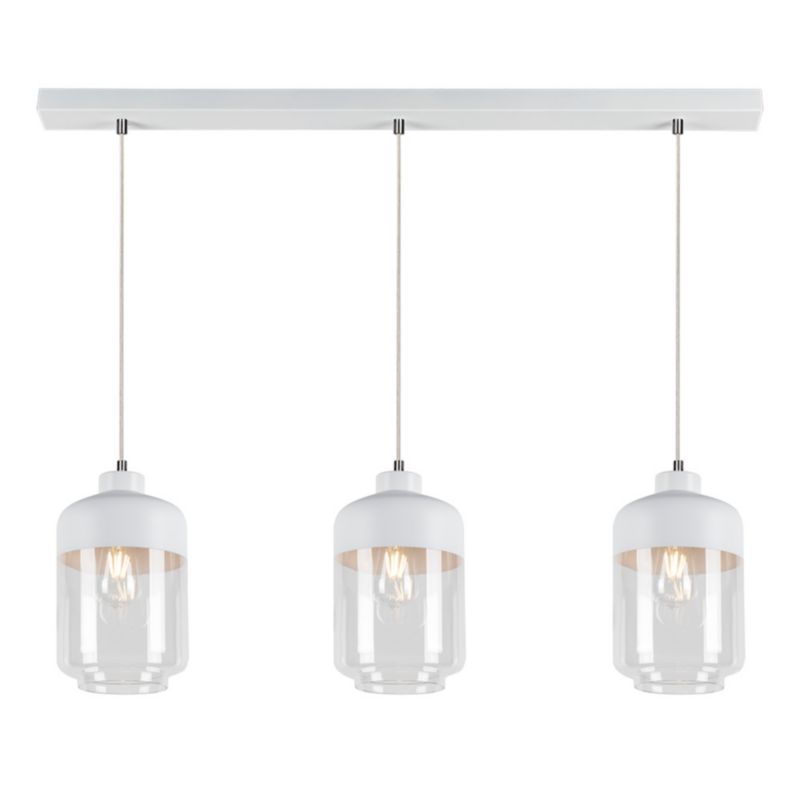 Lampa Wisząca SPOT Light 3xE27 Max.60W Klasyczne Połączenie Bieli i Transparentnego Szkła, Polski Producent, 1 szt.