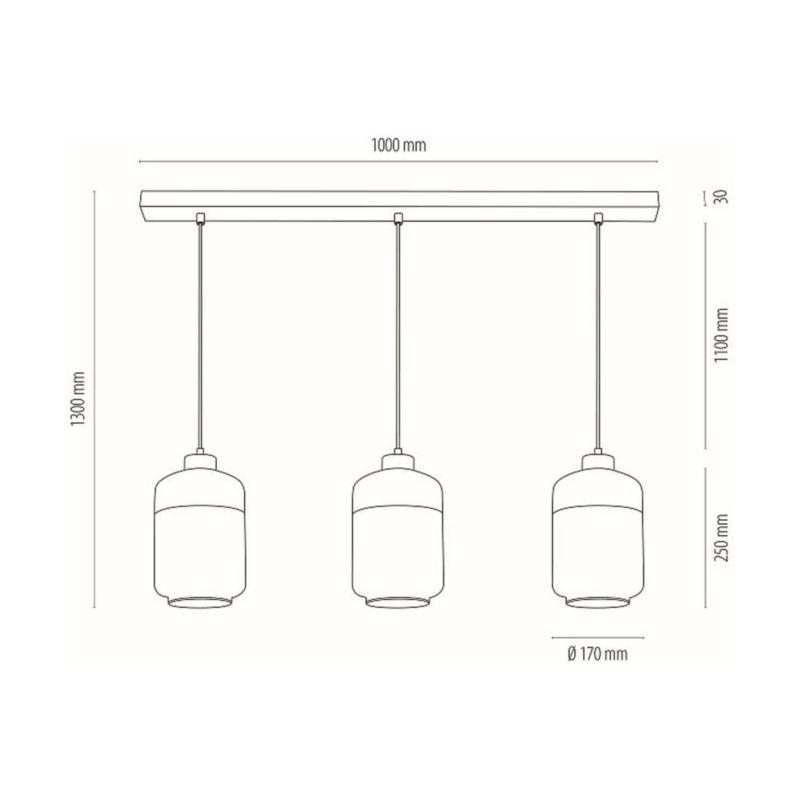 Lampa Wisząca SPOT Light 3xE27 Max.60W Klasyczne Połączenie Bieli i Transparentnego Szkła, Polski Producent, 1 szt.