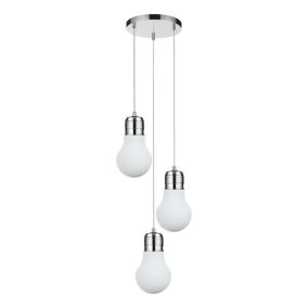Lampa Wisząca SPOT Light  3xE27 Max.60W Klasyczne Połączenie Chromu i Białego Szkła, Polski Producent, 1 szt.