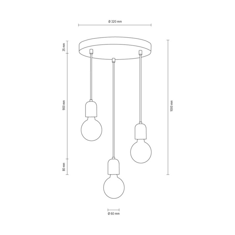 Lampa Wisząca SPOT Light 3xE27 Max.60W Klasyczny Szary Beton z Akcentem Czerwieni, Polski Producent, 1 szt.