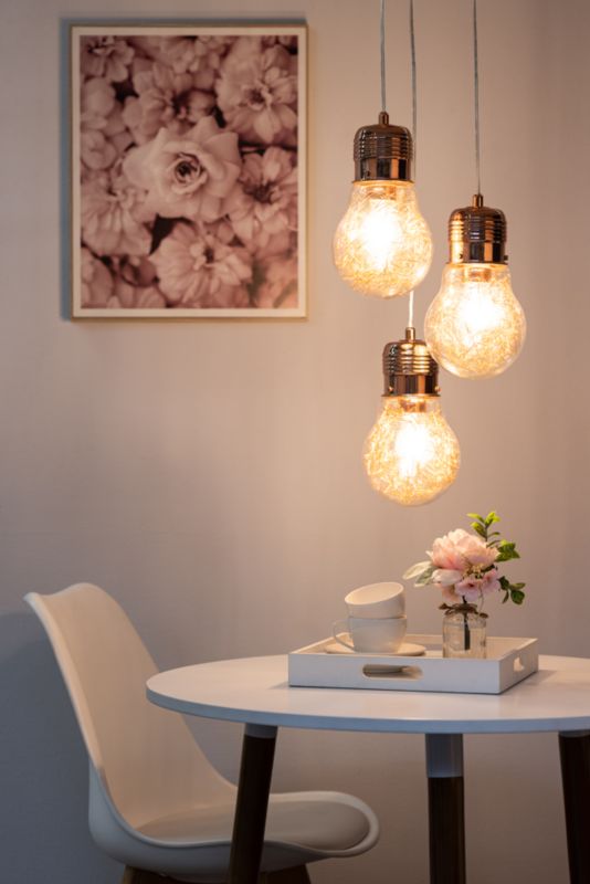 Lampa Wisząca SPOT Light  3xE27 Max.60W Kompozycja Miedzi i Transparentnego Szkła, Polski Producent, 1 szt.