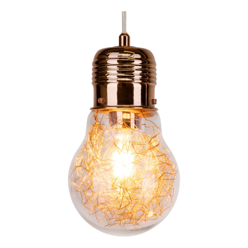 Lampa Wisząca SPOT Light  3xE27 Max.60W Kompozycja Miedzi i Transparentnego Szkła, Polski Producent, 1 szt.