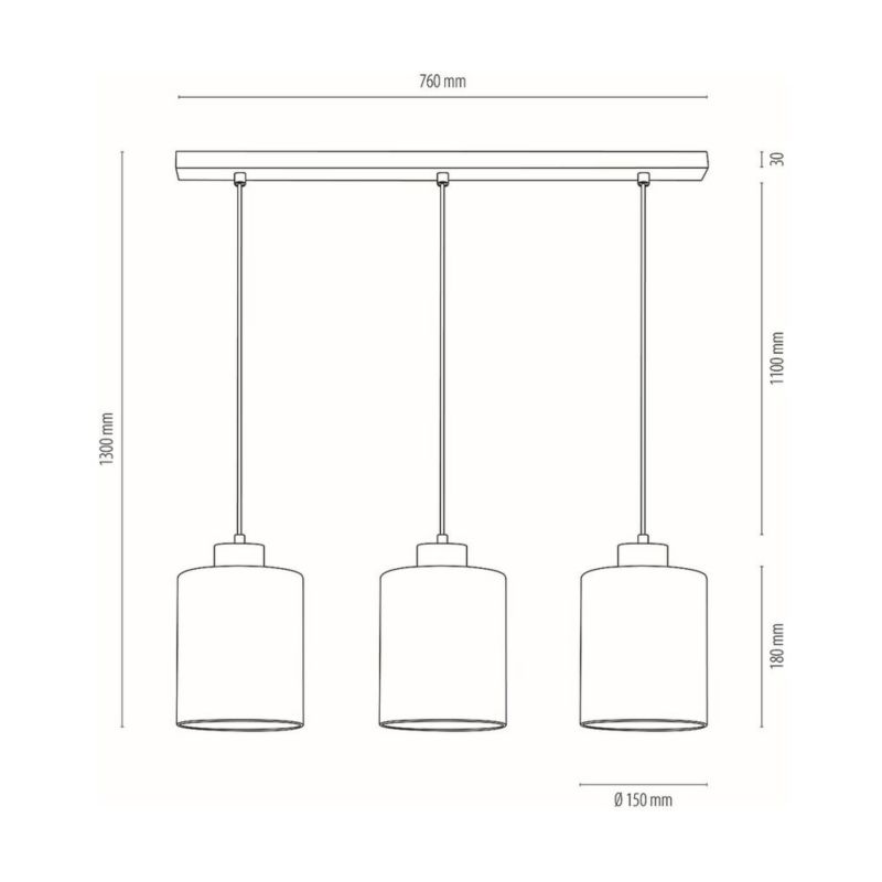 Lampa Wisząca SPOT Light 3xE27 Max.60W Nowoczesne Połączenie Czerni i Dymionego Szkła, Polski Producent, 1 szt.