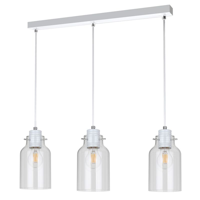 Lampa Wisząca SPOT Light  3xE27 Max.60W Połączenie Bieli z Transparentnym Szkłem, Polski Producent, 1 szt.