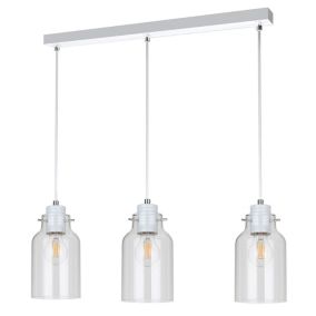 Lampa Wisząca SPOT Light  3xE27 Max.60W Połączenie Bieli z Transparentnym Szkłem, Polski Producent, 1 szt.