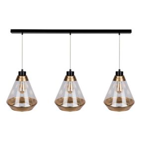 Lampa Wisząca SPOT Light 3xE27 Max.60W Połączenie Czerni i Złoto Transparentnego Klosza, Polski Producent, 1 szt.