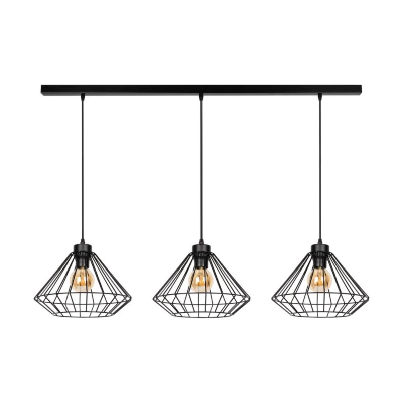 Lampa Wisząca SPOT Light 3xE27 Max.60W Połączenie Czerni z Czarnymi Kloszami, Polski Producent, 1 szt.