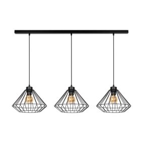 Lampa Wisząca SPOT Light 3xE27 Max.60W Połączenie Czerni z Czarnymi Kloszami, Polski Producent, 1 szt.