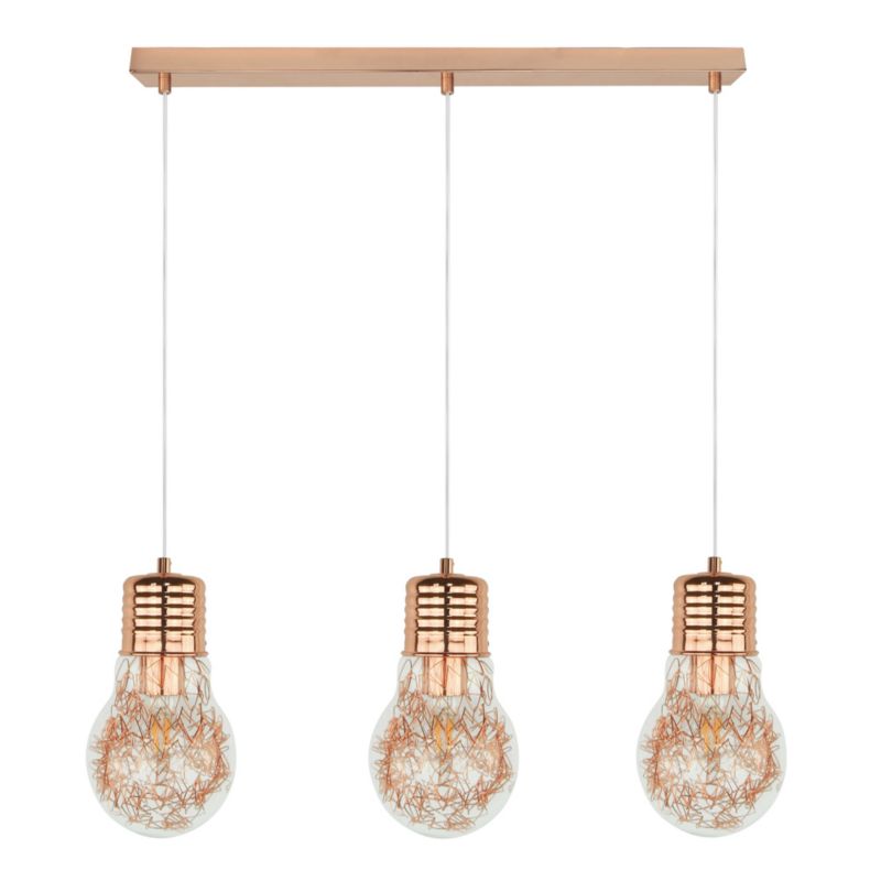 Lampa Wisząca SPOT Light  3xE27 Max.60W Połączenie Miedzi i Transparentnego Szkła, Polski Producent, 1 szt.