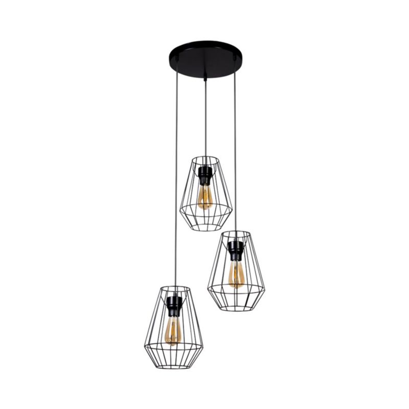 Lampa Wisząca SPOT Light 3xE27 Max.60W Subtelne Połączenie Czerni z Czarnymi Kloszami, Polski Producent, 1 szt.