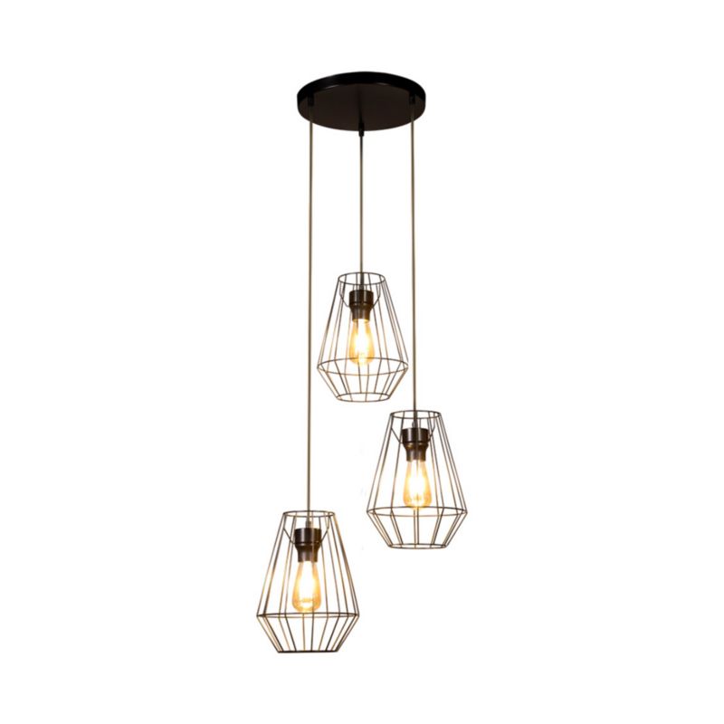 Lampa Wisząca SPOT Light 3xE27 Max.60W Subtelne Połączenie Czerni z Czarnymi Kloszami, Polski Producent, 1 szt.