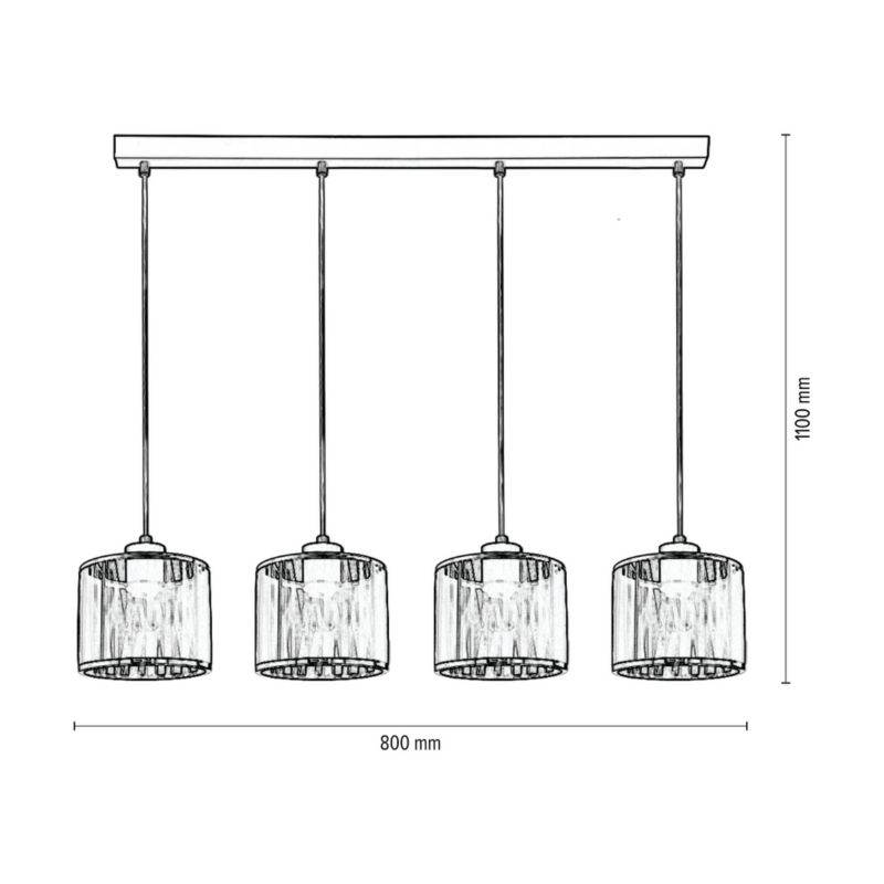 Lampa Wisząca SPOT Light 4xE14 Max.25W Klasyczna Czerń z Czarno Chromowaną Tkaniną, Polski Producent, 1szt.