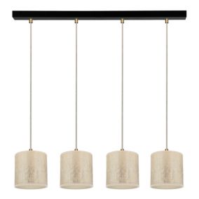 Lampa Wisząca SPOT Light 4xE27 Max.25W Subtelna Czerń w Połączeniu z Złotymi Abażurami, Polski Producent, 1 szt.