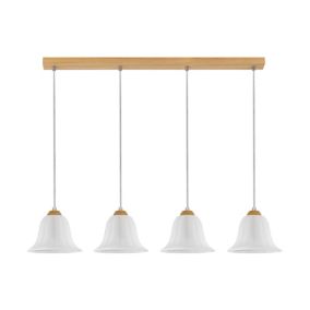 Lampa Wisząca SPOT Light 4xE27 Max.60W Dąb Olejowany FSC w Połączeniu z Białymi Kloszami, Polski Producent, 1 szt.