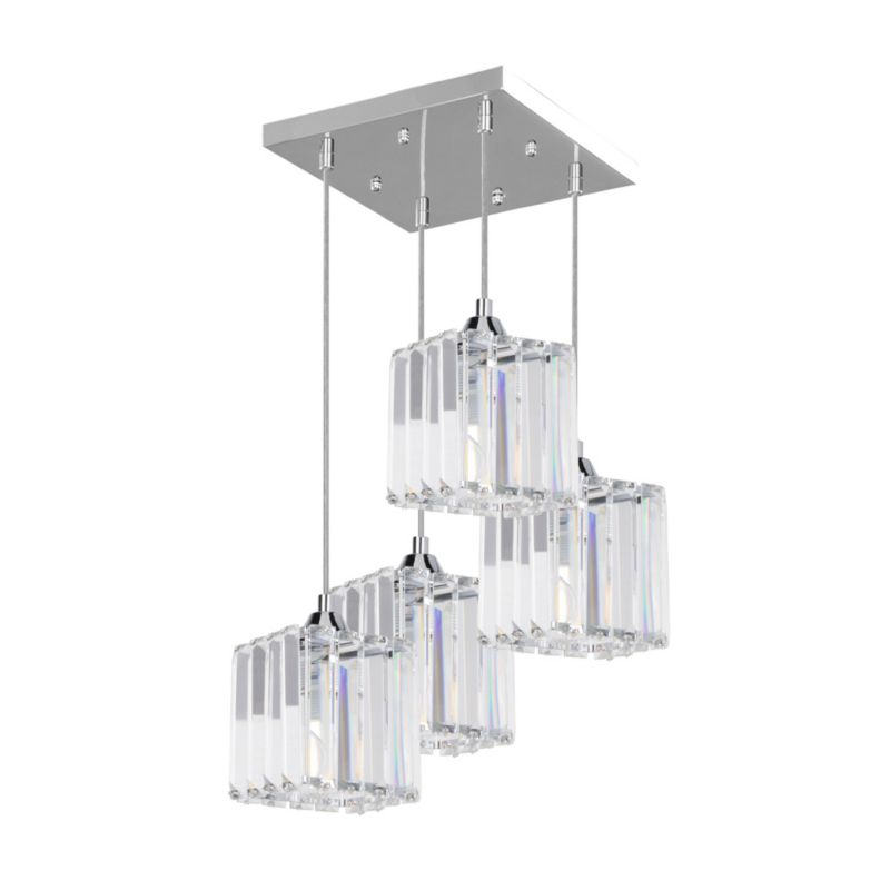Lampa Wisząca SPOT Light  4xE27 Max.60W Klasyczne Połączenie Chromu i Transparentnego Kryształu, 1 szt.