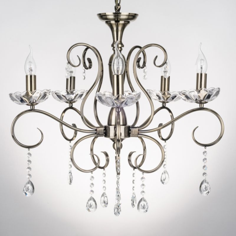 Lampa Wisząca SPOT Light  5xE14 Max.40W Połączenie Patyny z Transparentnym Szkłem od Polskiego Producenta, 1 szt.