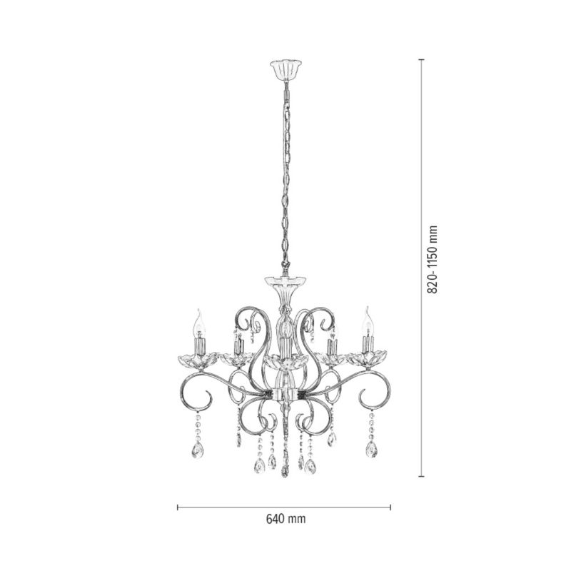 Lampa Wisząca SPOT Light  5xE14 Max.40W Połączenie Patyny z Transparentnym Szkłem od Polskiego Producenta, 1 szt.