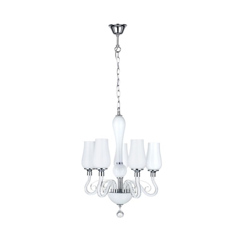 Lampa Wisząca SPOT Light  5xE14 Max.40W Subtelne Połączenie Chromu i Bieli od Polskiego Producenta, 1 szt.