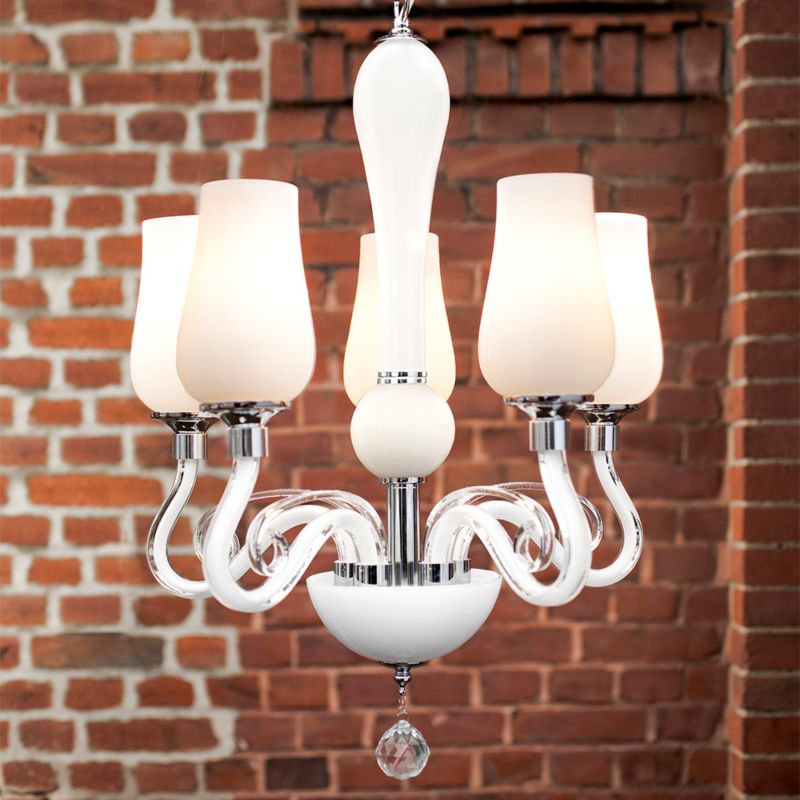 Lampa Wisząca SPOT Light  5xE14 Max.40W Subtelne Połączenie Chromu i Bieli od Polskiego Producenta, 1 szt.