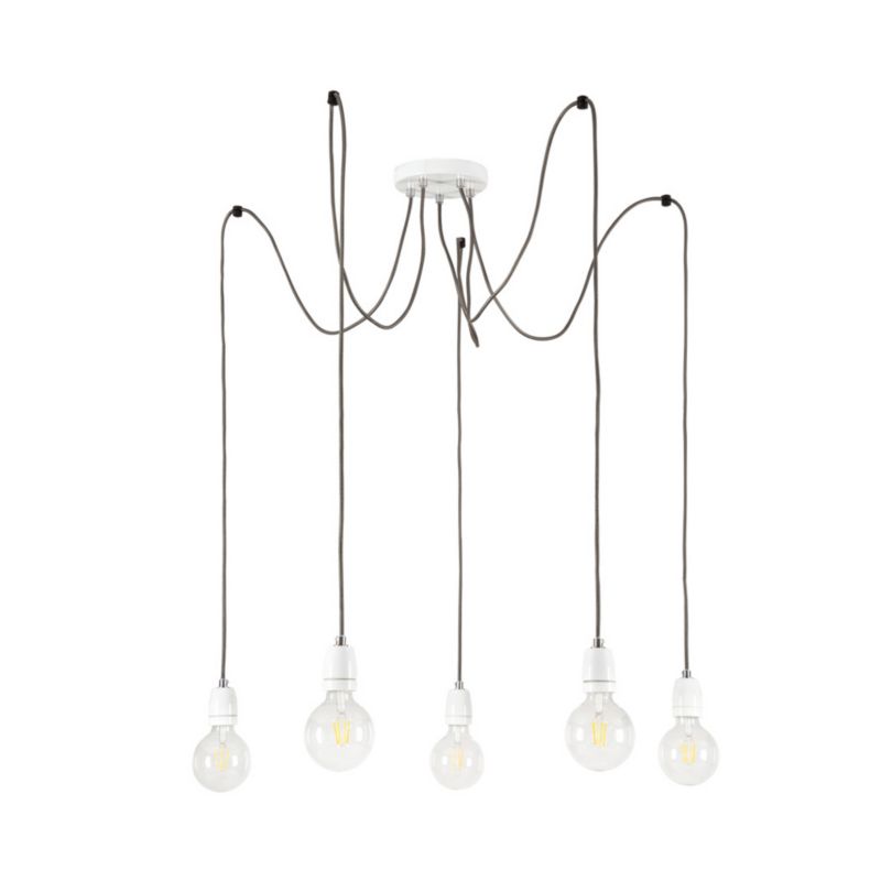 Lampa Wisząca SPOT Light 5xE27 Max.60W Klasyczna Biel w Nowoczesnym Stylu, Polski Producent, 1 szt.