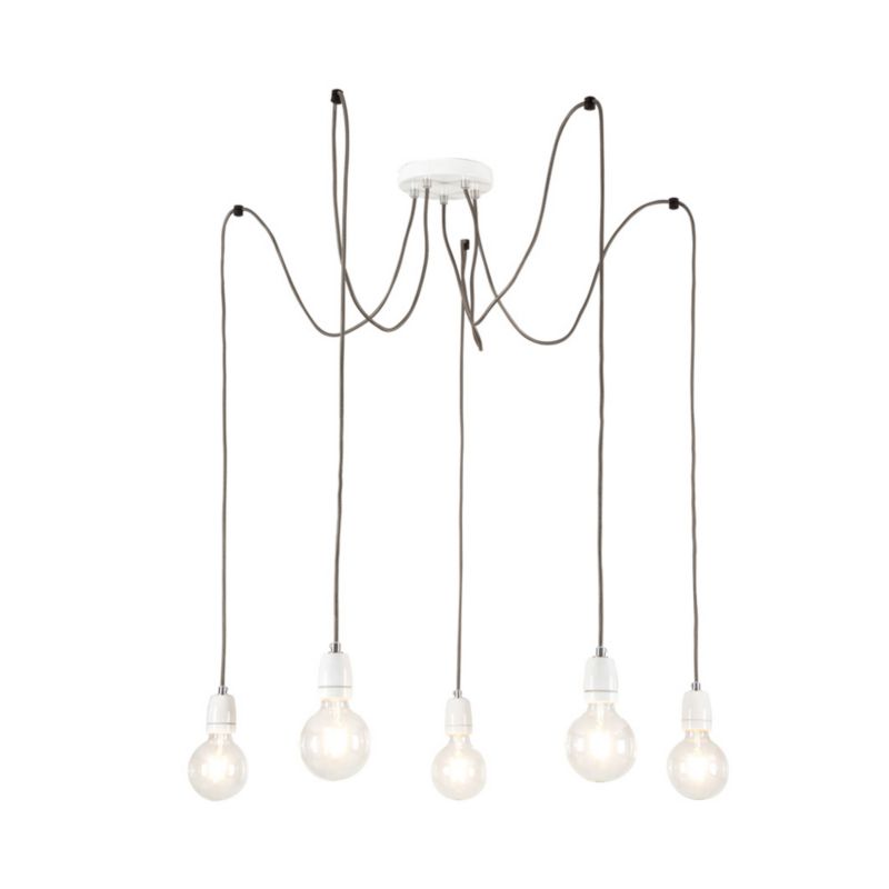 Lampa Wisząca SPOT Light 5xE27 Max.60W Klasyczna Biel w Nowoczesnym Stylu, Polski Producent, 1 szt.