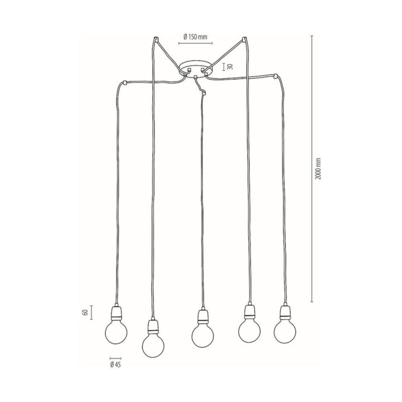 Lampa Wisząca SPOT Light 5xE27 Max.60W Klasyczna Biel w Nowoczesnym Stylu, Polski Producent, 1 szt.