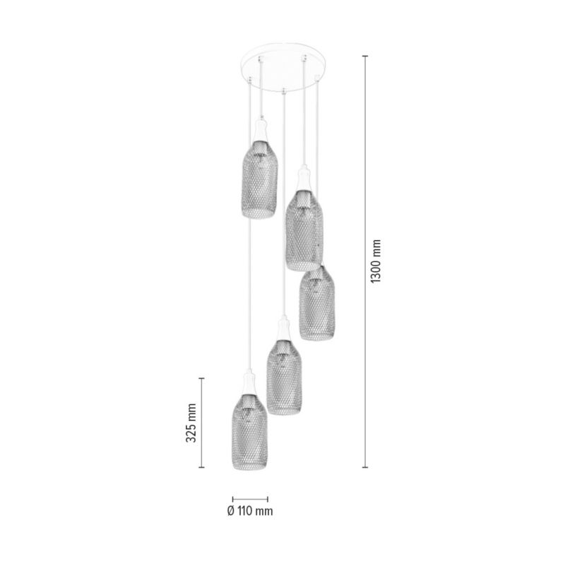 Lampa Wisząca SPOT Light  5xE27 Max.60W Subtelna Biel w Klasycznym Designie od Polskiego Producenta, 1 szt.