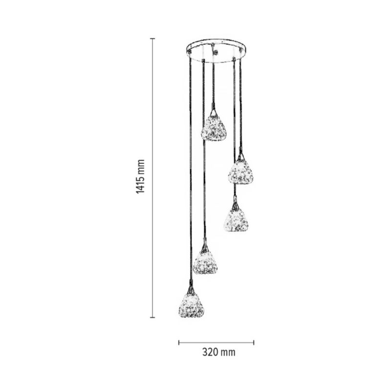 Lampa Wisząca SPOT Light 5xG9 Max.33W Klasyczne Połączeniu Chromu i Transparentnych Szklanych Kloszy, 1 szt.
