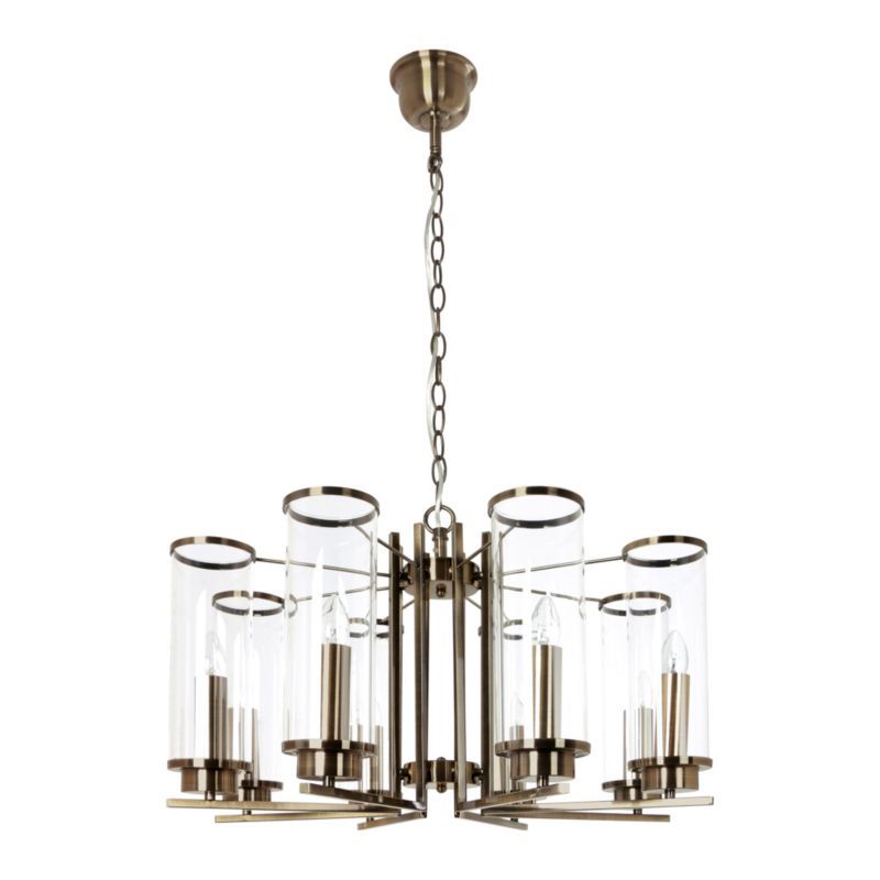 Lampa Wisząca SPOT Light  8xE14 Max.40W Kombinacja Patyny i Transparentnego Szkła, Polski Producent, 1 szt.