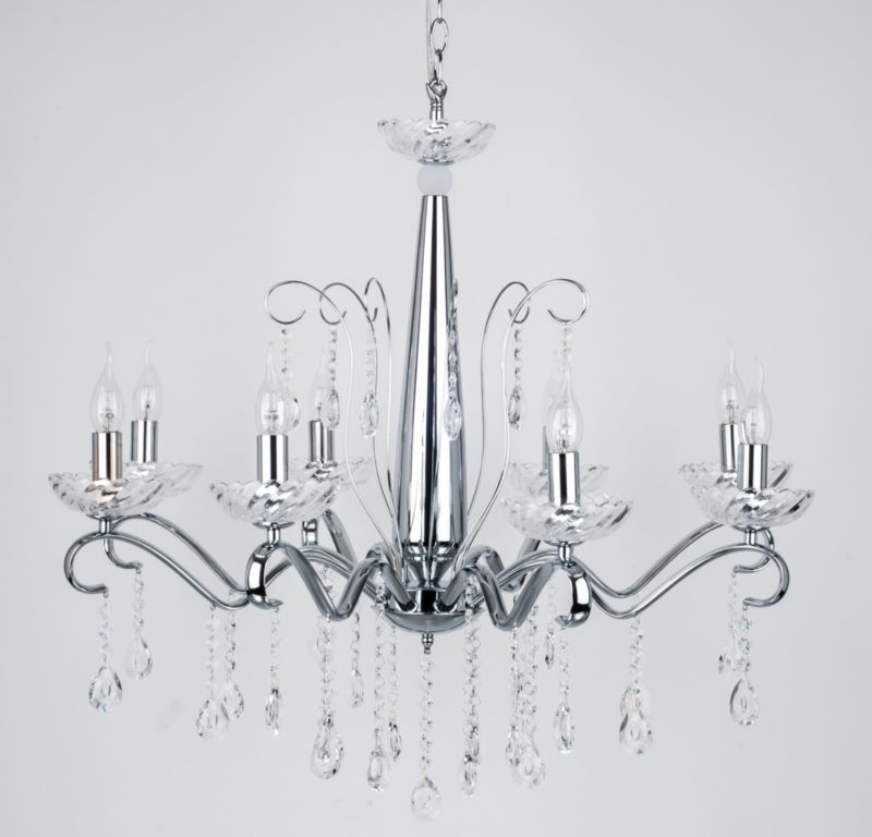 Lampa Wisząca SPOT Light  8xE14 Max.40W Subtelne Połączenie Transparentnego Szkła i Chromu, 1 szt.