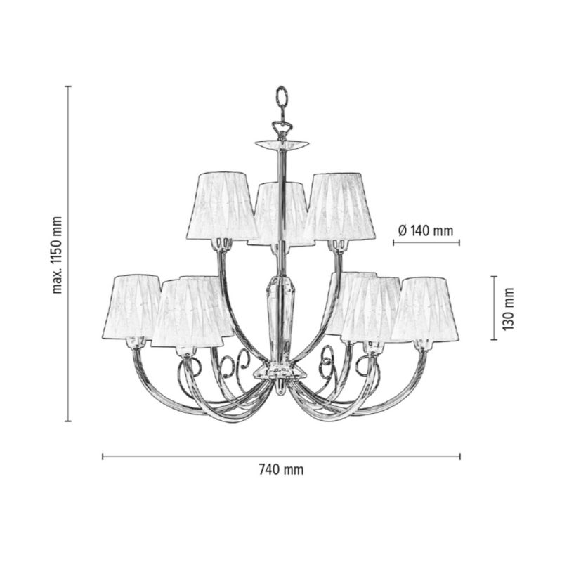 Lampa Wisząca SPOT Light 9xE14 Max.40W Połączenie Chromu z Czerwono Czarnymi Abażurami, Polski Producent, 1 szt.