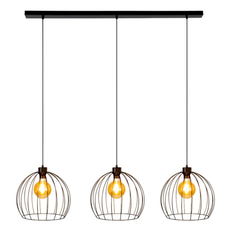 Lampa Wisząca SPOT Light Coop 3xE27 Max.60W Czarne Metalowe Klosze, Polski Producent, 1 szt.