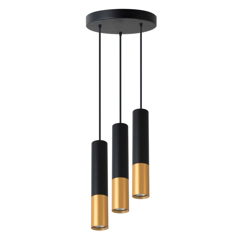 Lampa wisząca sufitowa 3x GU10 MasterLED Keon 3-punktowa loft 131 cm IP20 czarna złota 1 szt.